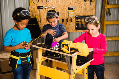 Set de herramientas y banco de trabajo Stanley Jr. Kids  + 2 Kits de Madera.